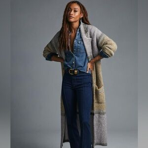 Long Warm Jacquard Coatigan Size M